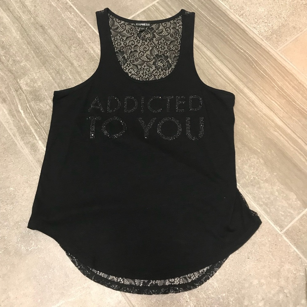 Express ‘Addicted To You’ Racerback Tank with Lace